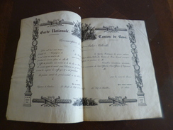 Sur Velin Rare Diplôme Vierge Illustré Garde Nationale Canton De Boos Vers 1830 France Seine Maritime  41,7 X 28.9 TBE - Diplômes & Bulletins Scolaires