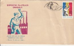 WORKERS' GENERAL STRIKE ANNIVERSARY, SPECIAL COVER, 1980, ROMANIA - Storia Postale