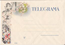 CELEBRATION, MARRIAGE, WEDDING, BRIDE AND GROOM, CHURCH, CAR, TELEGRAMME COVER, UNUSED, ROMANIA - Télégraphes