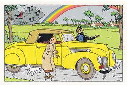 HERGE : Le Cabriolet Jaune (Tintin) - Carte Moderne 10x15 - Comics