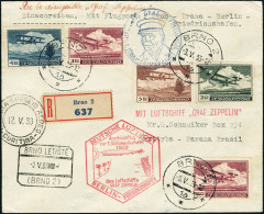 Lettre Zeppelin 1er SAF 1933. L.R. De Brno (3.V.33). Au Verso CàD De Transit Praha 3.V.33, Pour Curityba.... - Autres & Non Classés