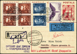 Lettre ZEPPELIN 5ème S.A.F 1932 S/C.P. CàD Romanshorn 28.VIII.32 CàD De Transit Et... - Sonstige & Ohne Zuordnung