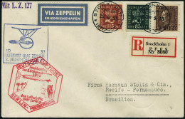 Lettre Zeppelin 3è SAF 1933, LR De Stockholm 26.6.33, Cachet Illustré Berlin-Friedrichshafen, Au... - Sonstige & Ohne Zuordnung