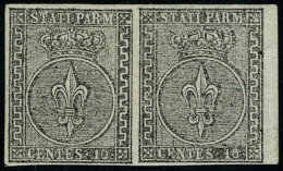 Neuf Avec Charnière N° 2, 10c Noir Sur Blanc, Paire Hor., Bdf, Superbe, Signé Diéna,... - Altri & Non Classificati