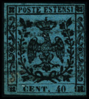 Oblitéré N°5a. 40c Bleu Ciel. T.B. Signé Diéna (Sassone N° 5). - Altri & Non Classificati