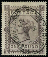 Oblitéré N° 42, 1£ Brun Violet, Filigrane Croix De Malte, T.B. SG N° 129 = £ 4500 - Sonstige & Ohne Zuordnung