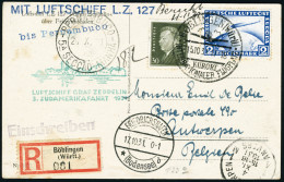 Lettre N°36 + Timbre Poste N°408 S/C.P. Illustrée Zeppelin 3è SAF 1934. T.B. - Sonstige & Ohne Zuordnung