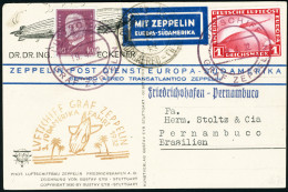 Lettre N°35 + T.P. N°409 Sur C.P. Zeppelin Illustrée. 3è SAF 1932. CàD Luftschiff Graf... - Autres & Non Classés