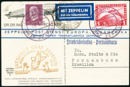 Lettre N°35 + T.P. N°409 Sur C.P. Zeppelin Illustrée. 3è SAF 1932. CàD Luftschiff Graf... - Altri & Non Classificati