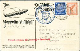 Lettre Zeppelin 1er SAF 1933. C.P. Illustrée (Hambourg) Avec Repiquage Imprimé Zeppelin-Luftschiff...... - Altri & Non Classificati