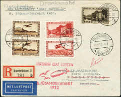 Lettre N°3 X 2ex Et N°5 X 2ex + T.P. N°112 Sur LR Saarbrücken 8.1O.32. Zeppelin 8è SAF... - Altri & Non Classificati