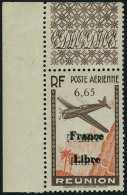 Neuf Sans Charnière N° 25a, 6f65 Surcharge France Libre Double, Cdf, T.B. Signé Calves, Maury - Autres & Non Classés