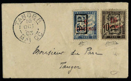 Lettre N° 18/19, 5 Et 10c, PP Sur L Càd Tanger 10 Oct 03, Superbe, Rare, Signé Champion. Maury :... - Autres & Non Classés