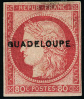 Neuf Avec Charnière N° 13. 80c Rose, Petit G à Guadeloupe, Petit Pelurage, Aspect T.B.... - Autres & Non Classés