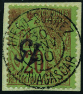 Fragment N° 4a, 15 Sur 20c Brique Sur Vert, Surcharge Renversée, T.B. - Sonstige & Ohne Zuordnung