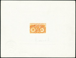 N°229. 50f Bicycle. Epreuve D'artiste En Orange, Signée Avec Cachet à Sec. T.B. - Autres & Non Classés
