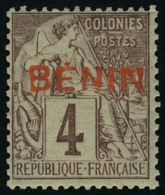 Neuf Sans Charnière N° 3, 4c  Lilas Brun Sur Gris, Surcharge Rouge Type IV Non émis, T.B.... - Sonstige & Ohne Zuordnung