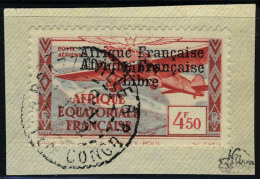 Fragment N° 17a, 4f50 Afrique Française Libre Double Surcharge, Obl Sur Petit Frgt  T.B. Signé JF... - Altri & Non Classificati