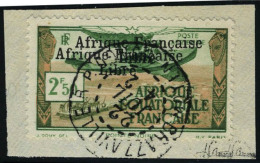 Fragment N° 15b, 2f50Afrique Française Libre  Double Surcharge, Obl Sur Petit Frgt  T.B. Signé JF... - Autres & Non Classés