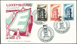 Lettre 1956 Année Complète Oblitérée 1er Jour S/enveloppes Illustrées. T.B. - Other & Unclassified