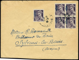 Lettre SYLVANES LES BAINS N°4. 40c Mercure X 5ex Dont 1 Bloc De 4 S/Lettre. CàD Du 17.5.45. Courrier... - Autres & Non Classés