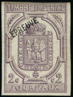 Neuf Avec Charnière N° 1. 2c Lilas, Surchargé EPREUVE. T.B. Signé Brun - Altri & Non Classificati