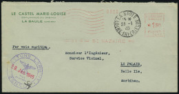 Lettre Cachet Mécanique à 1.50 De St Nazaire 23.1.45 Sur L + Cachet Festung Lorient 29.1.45 + La... - Autres & Non Classés