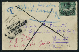 Lettre N° 137 Oblitéré Paris Départ 1912, Sur Enveloppe Avec Carte De Visite Taxée... - Autres & Non Classés