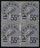 Neuf Sans Gomme N° 47, 55c Sur 60c Violet, Bloc De 4, Timbre Rare En Bloc, T.B. Signé Docquet - Autres & Non Classés