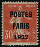 Neuf Sans Gomme N° 32, 30c Postes Paris 1922 T.B. Signé Calves - Autres & Non Classés