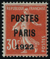 Neuf Avec Charnière N° 32, 30c Paris 1922 Cl T.B. Signé Brun - Autres & Non Classés