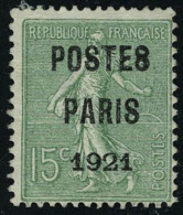 Neuf Sans Gomme N° 29, 15c Paris 1921, S De Paris En Forme De 8 T.B. Rare, Maury 29c - Autres & Non Classés
