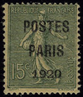 Neuf Avec Charnière N° 25, 15c Postes Paris 1920, Papier GC, T.B. Signé JF Brun, Maury - Autres & Non Classés