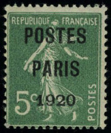 Neuf Sans Charnière N° 24, 5c Vert Postes Paris 1920 T.B. - Autres & Non Classés