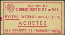 Neuf Sans Charnière N° 1011C-C1, 25f Rouge Muller, Carnet De 8t, Piquage à Cheval T.B. Maury - Autres & Non Classés