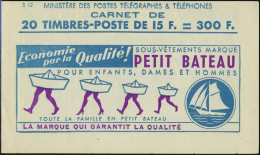 N° 886-.C21, 15f Bleu Gandon Type I, Carnet De 20t Pubs Provins, Bic 2 Fois Musée Postal, S 12 N° Et... - Autres & Non Classés