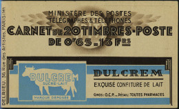 Neuf Sans Charnière N° 363-C3, 65c Bleu Paix Type II, Carnet De 20t, Pubs Fer à Cheval, Byrrh 2... - Autres & Non Classés