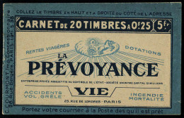 Neuf Sans Charnière N° 140, 25c Bleu Semeuse Camée, Type II, Carnet De 20 Sans Pubs, Couv.  S 38,... - Autres & Non Classés