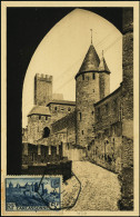 Lettre N° 392. 5f Carcassonne Sur CM. La Douce France (Yvon) En Bistre CàD Hexagonal... - Autres & Non Classés