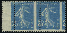 Neuf Sans Charnière N° 140, 25c Bleu, Paire Horizontale, Bdf, Piquage à Cheval, 1ex Pli De Gomme - Autres & Non Classés