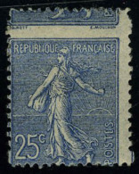 Neuf Avec Charnière N° 132k, 25c Bleu Semeuse Lignée Piquage à Cheval, T.B. Maury - Autres & Non Classés