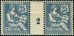 Neuf Sans Charnière N° 127. 25c Bleu, Paire Horizontale Avec Millésime 2, Charnière Sur... - Autres & Non Classés