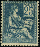 Neuf Sans Charnière N°114. 25c Bleu. Type I. 1 Dent Courte, Sinon T.B. - Autres & Non Classés
