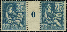 Neuf Sans Charnière N°114. 25c Bleu. Paire Millésime 0. 1ex Cl. à Peine Visible. T.B. - Autres & Non Classés