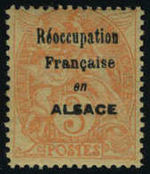 Neuf Sans Charnière N° 109e, 3c Blanc Papier GC Surcharge Réoccupation En Alsace, T.B. Maury - Autres & Non Classés