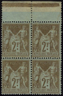 Neuf Sans Charnière N° 105, 2f Bistre Sur Azuré, Bloc De 4, Bdf, T.B. - Autres & Non Classés