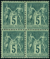 Neuf Avec Charnière N° 75, 5c Vert, Type II, Bloc De 4, T.B. - Sonstige & Ohne Zuordnung