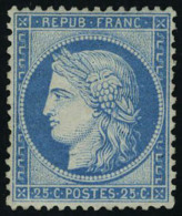 Neuf Avec Charnière N° 60C, 25c Bleu Type III, Excellent Centrage, T.B. - Autres & Non Classés