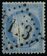 Oblitéré N° 60A, 25c Bleu Type I, Double Pli Accordéon, T.B. - Autres & Non Classés