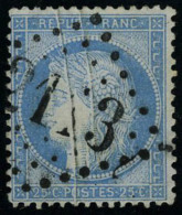 Oblitéré N° 60A, 25c Bleu Type I, Double Pli Accordéon, T.B. - Sonstige & Ohne Zuordnung